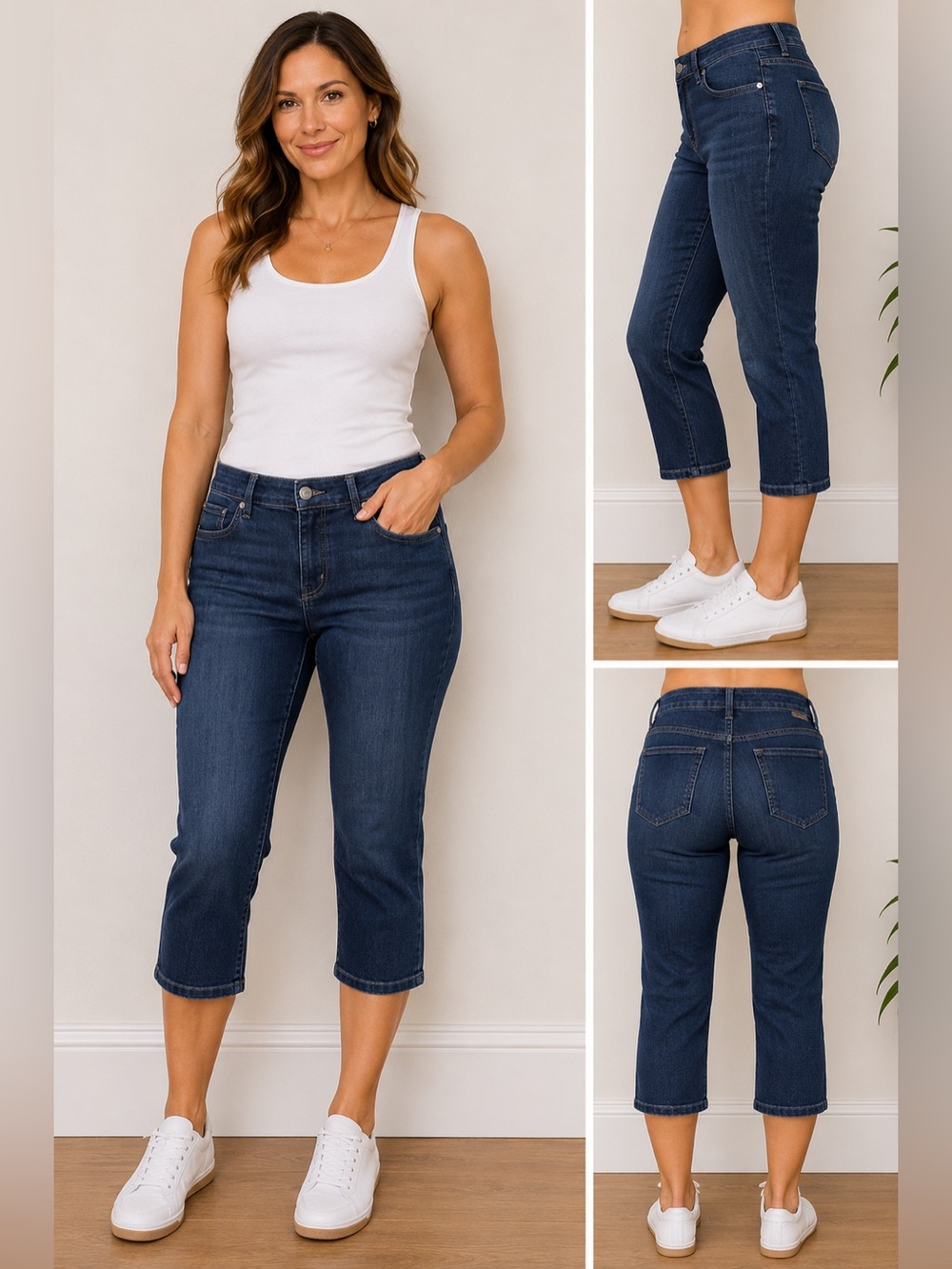 NYDJ Curves 360 Capri Jeans 8P Petite Dark Wash Stretch Denim